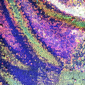 Purple/Pearl 5Mm Reversable Fish scale Sequin  On Mesh(Heavy) Fabric