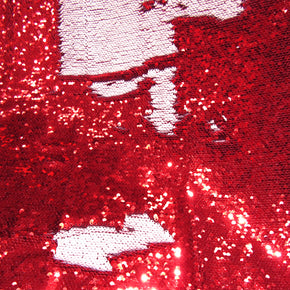 Red/Pink 5Mm Reversable Fish scale Sequin  On Spandex(Heavy) Fabric