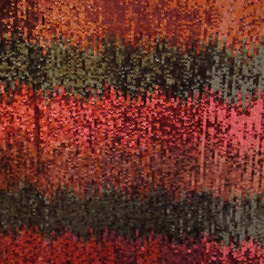 Red/Black Three-Tone  Stripe Fancy Sequin On Spandex Fabric