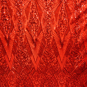 Red/Red Fancy Sequin On Spandex Fabric