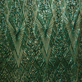 Green/Green Fancy Sequin On Spandex Fabric