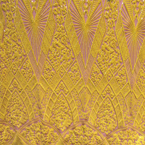 Yellow/Nude Fancy Sequin On Spandex Fabric