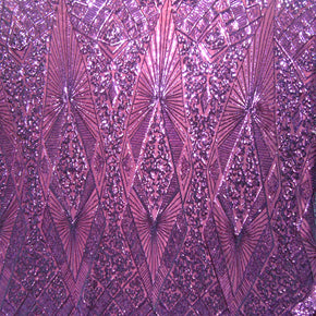 Plum Fancy Sequin On Spandex Fabric