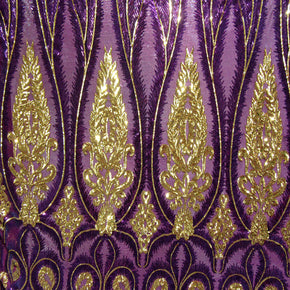 Purple/Gold Fancy Sequin Fabric