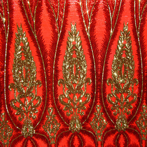 Red/Gold Fancy Sequin Fabric