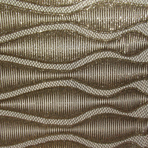 Gold/Nude Fancy Wavy  Sequin On Mesh Fabric
