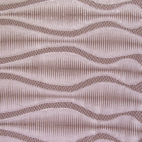 White/Nude Fancy Wavy  Sequin On Mesh Fabric