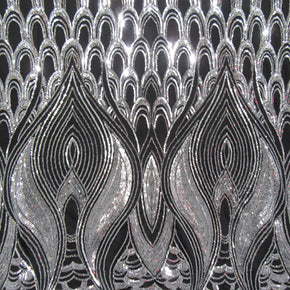 Silver/Black Fancy Sequin On Mesh Fabric