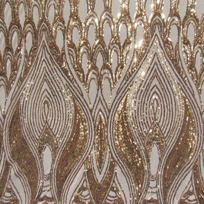 Gold/Nude Fancy Sequin On Mesh Fabric