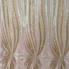 White/Pearl/Nude Fancy Wavy  Sequin On Mesh Fabric