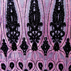 Pink/Black Fancy Sequin Fabric
