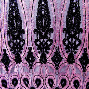Pink/Black Fancy Sequin Fabric