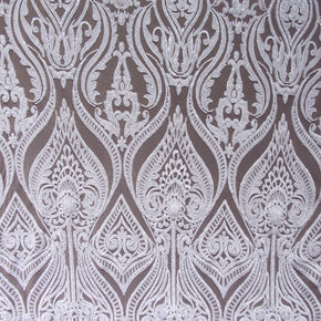 White/Nude 2Mm Fancy Paisley Sequin On Mesh Fabric