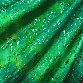 Green Holographic  Seascape Foil On Spandex Fabric