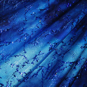 Royal Holographic  Seascape Foil On Spandex Fabric