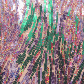 Green/Gold Fancy Two-Tone Sequin On Spandex Fabric