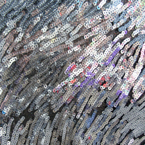 Silver/Black Fancy Sequin On Mesh Fabric