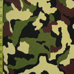 Green/Tan Camouflage Print Fabric