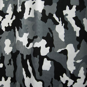 White/Grey Camouflage Print Fabric