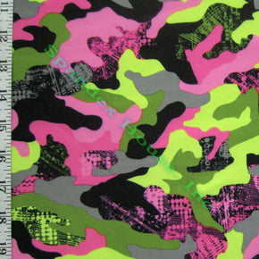 Yellow/Pink/Green Camouflage Print Fabric