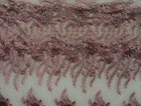 Rose Flower Heavy Embroidery Mesh With Hand-Made Beaded Lace Fabric