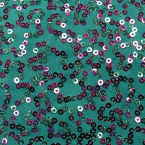  Fuchsia/Turquoise Fancy 2mm Sequins on Mesh