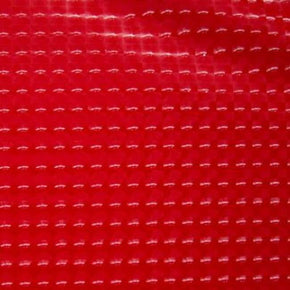  Red 3D Vinyl With Squared Patterns on Nylon Spandex