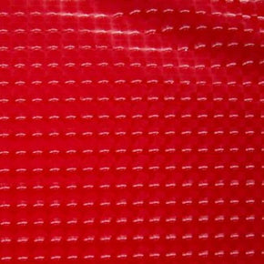  Red 3D Vinyl With Squared Patterns on Nylon Spandex