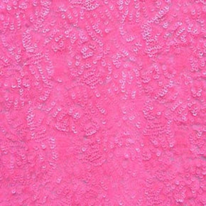  Neon Pink Cup Shape 3mm Sequin on Polyester Mesh