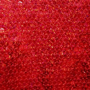  Red Flat Holographic 5mm Sequins on Mesh