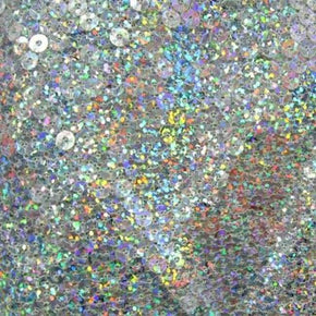  Silver Holographic 5mm Sequins on Mesh