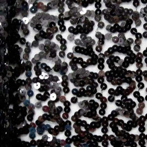  Black Fancy 5mm Sequin on Polyester Spandex
