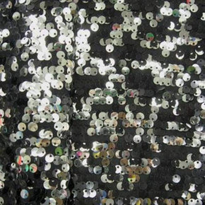  Black/Silver Two-Tone Reversible 5mm Sequin on Polyester Spandex