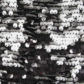  Black/White Two-Tone Reversible 5MM Sequin on Polyester Spandex