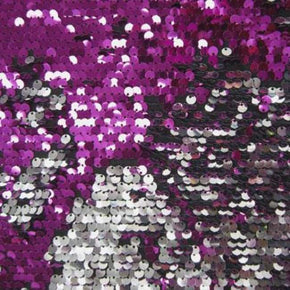  Fuchsia/Silver Two-Tone Reversible 5MM Sequin on Polyester Spandex
