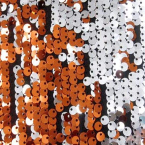  Orange/Silver Two-Tone Reversible 5MM Sequin on Polyester Spandex