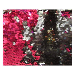 Fuchsia/Black Shiny Two-Tone 8mm Reversible Sequins on Polyester Spandex