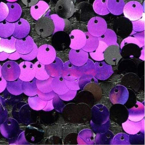  Purple/Black Shiny Two-Tone 8mm Reversible Sequins on Polyester Spandex