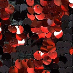  Red/Black Shiny Two-Tone 8mm Reversible Sequins on Polyester Spandex