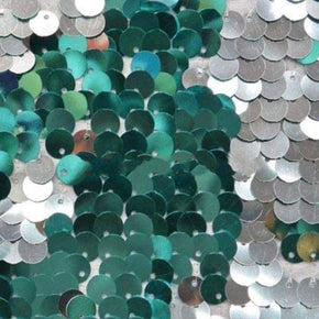  Turquoise/Silver Shiny Two-Tone 8mm Reversible Sequins on Polyester Spandex