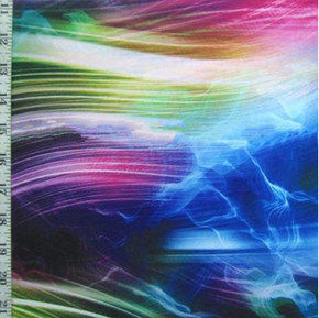 Multi-Colored Electric Wave Print on Polyester Spandex