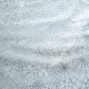  Silver/White Spiderweb Metallic Foil on Stretch Mesh