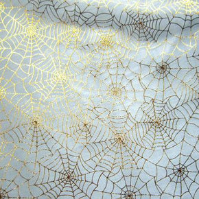 Gold/White Spiderweb Metallic Foil on Stretch Mesh