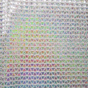  Silver/White Holographic Triangle Glued Sequin on American Knit