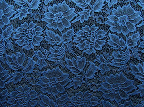  Navy Fancy Floral Lace on Nylon Spandex