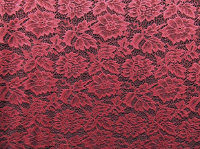  Burgundy Fancy Floral Lace on Nylon Spandex