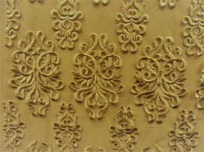  Gold Fancy Embroidery with Scalloped Sides on Polyester Mesh
