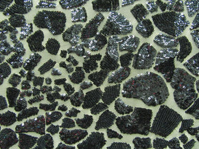  Black/Nude Shiny Stone Mosaic Sequins on Mesh