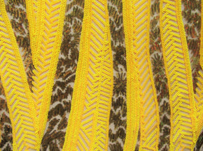  Yellow/Gold Fancy Two-Tone Palm Leaves 2mm/5mm Sequins on Polyester Spandex