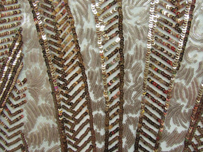  Gold Matte Shiny Fancy Two-Tone Palm Leaves 2mm/5mm Sequins on Polyester Spandex